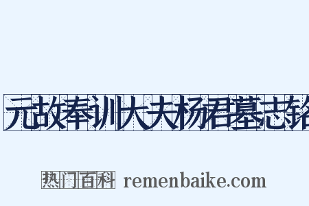 元故奉训大夫杨君墓志铭是什么意思的图片